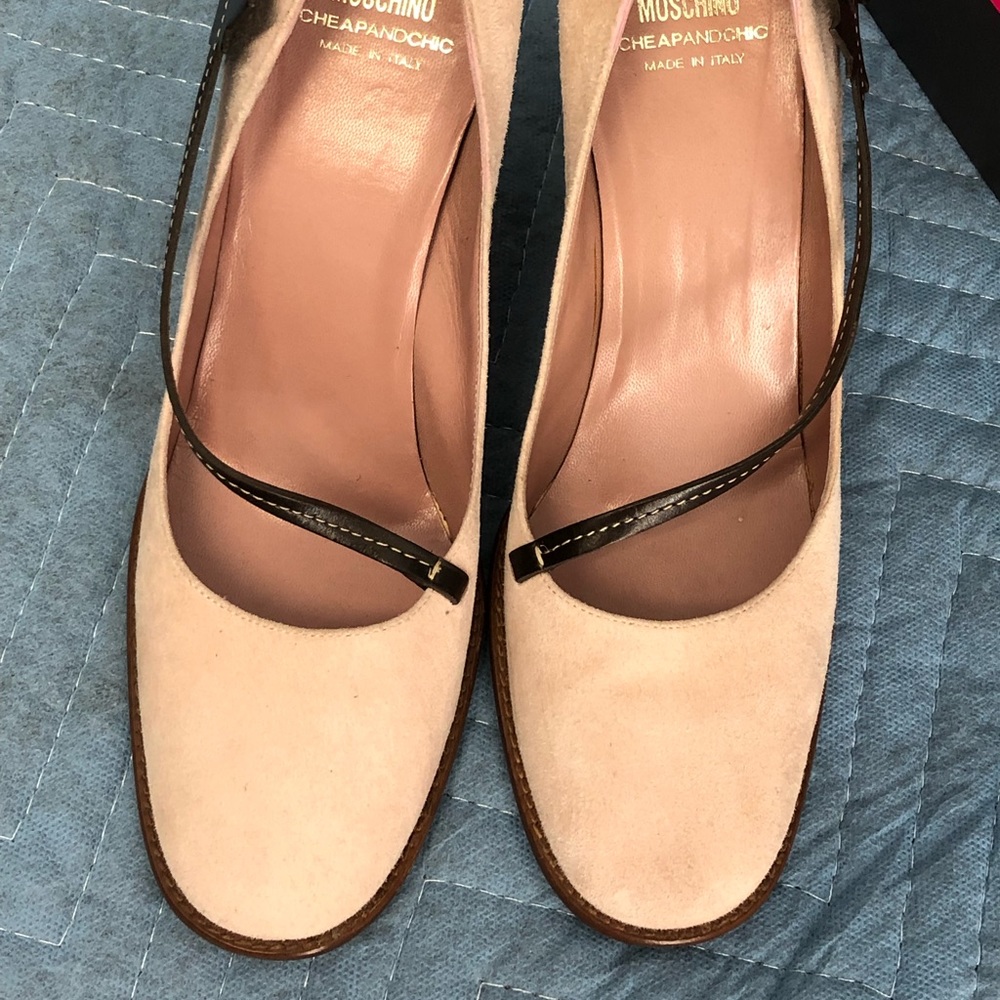MOSCHINO Pink Suede Mary Jane Heels - Picture 7 of 8
